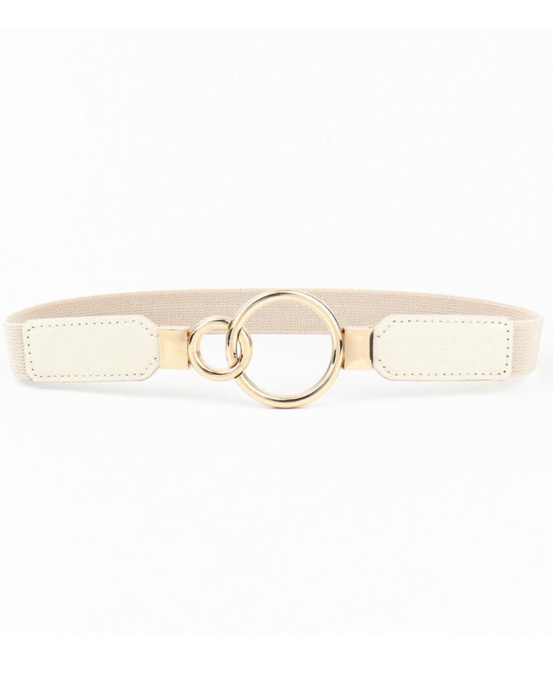 

O-Ring Elastic Waist Fashionable Belt, Beige