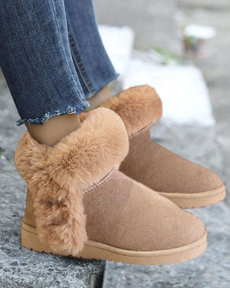 Fuzzy Trim Tassel Lined Snow Boots