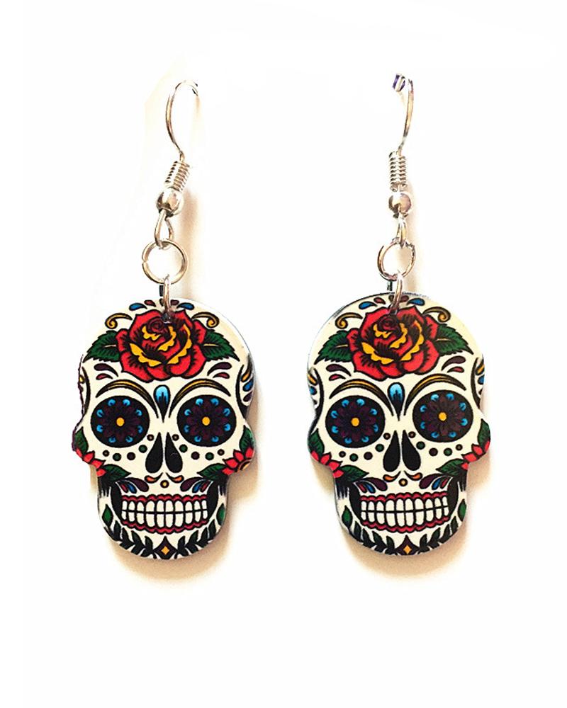 

1Pair Halloween Skull Shaped Drop Earrings, Style1