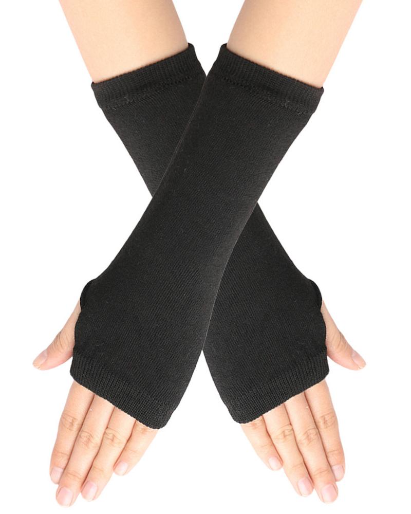 

1Pair Striped Knit Fingerless Gloves, Style10
