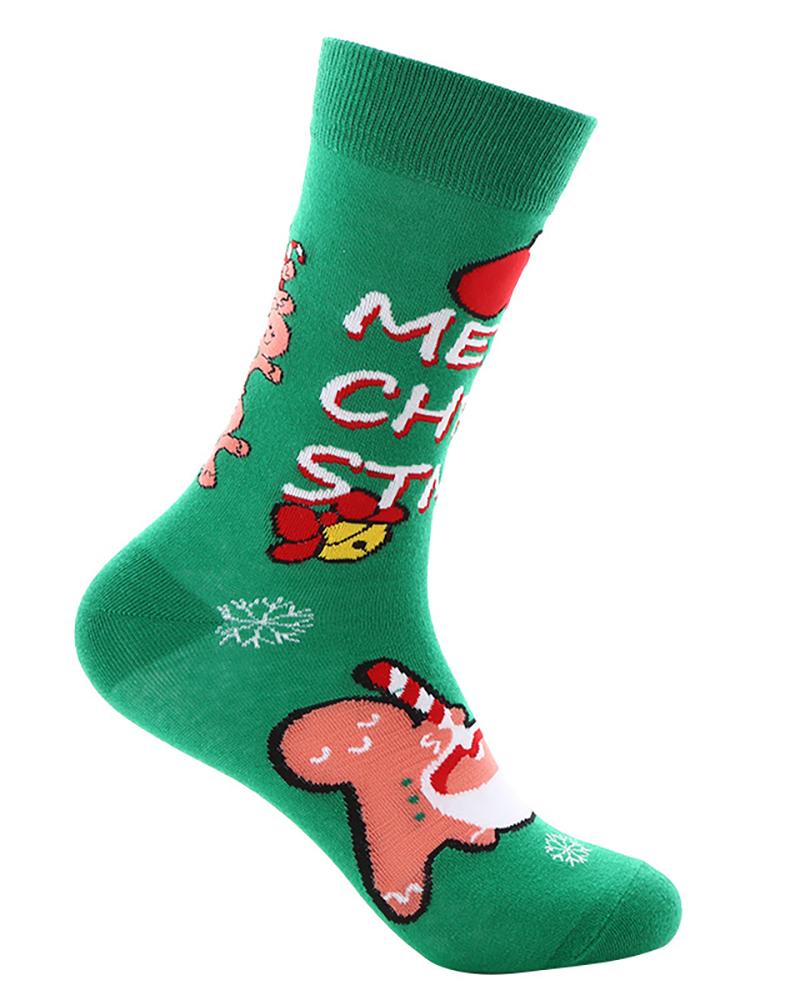 

1Pair Christmas Character Santa Graphic Print Cartoon Crew Socks, Style5