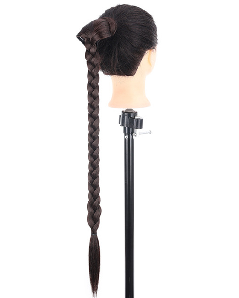 

1pc Heat Resistant Synthetic Braided Ponytail Extension With Fringe Stickers, Style4