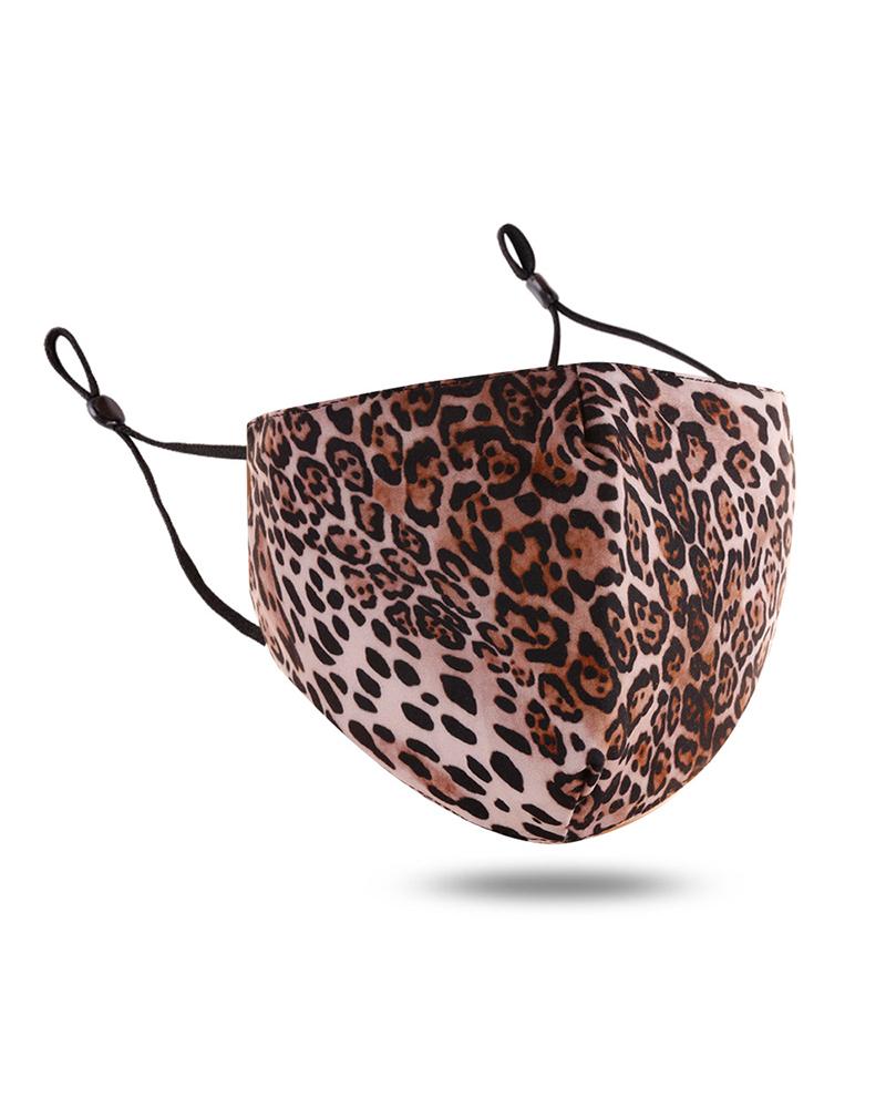 

Leopard Three-layer Washable Cotton Mask, Brown