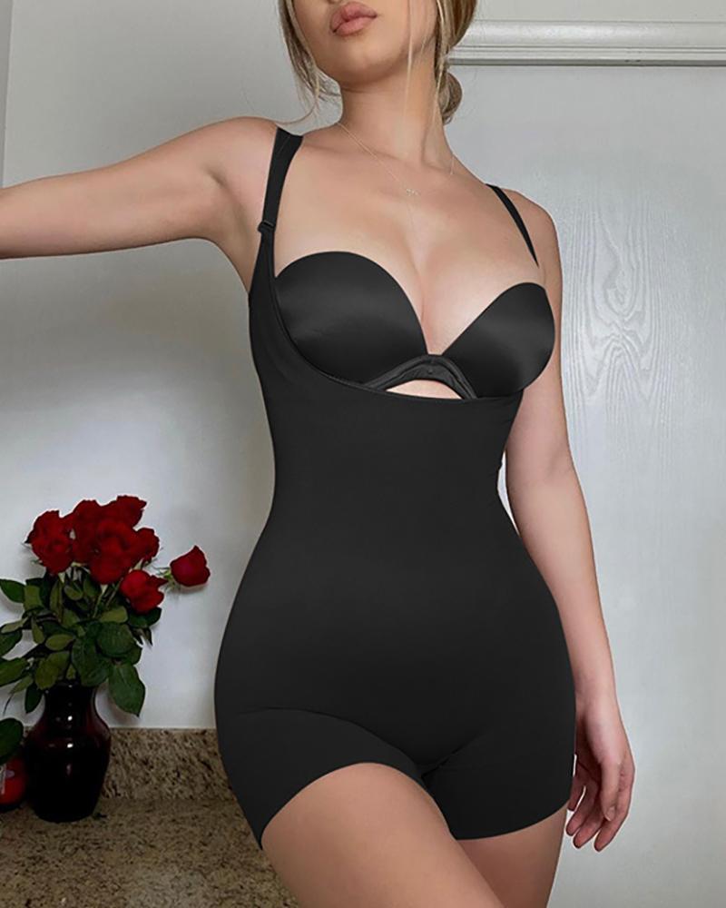 

Open Bust Body Shaper Tummy Control Shapewear Romper Without Bra, Black