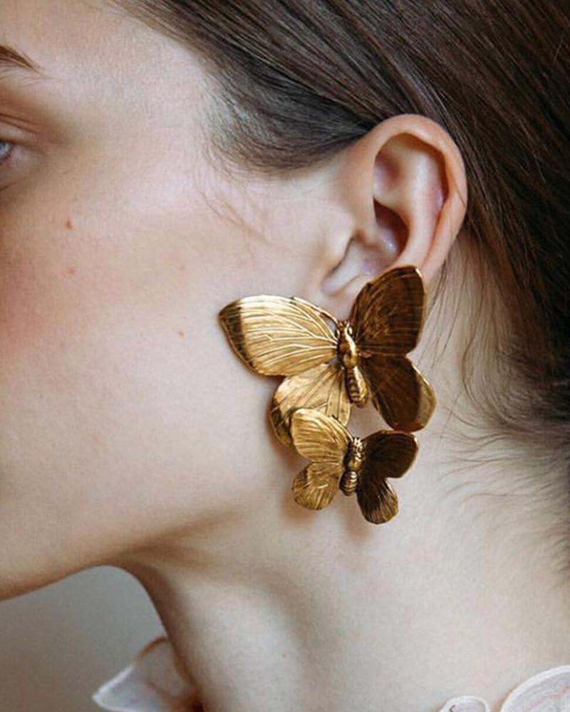 

INS Style Gold Butterflies Pattern Metallic Earrings