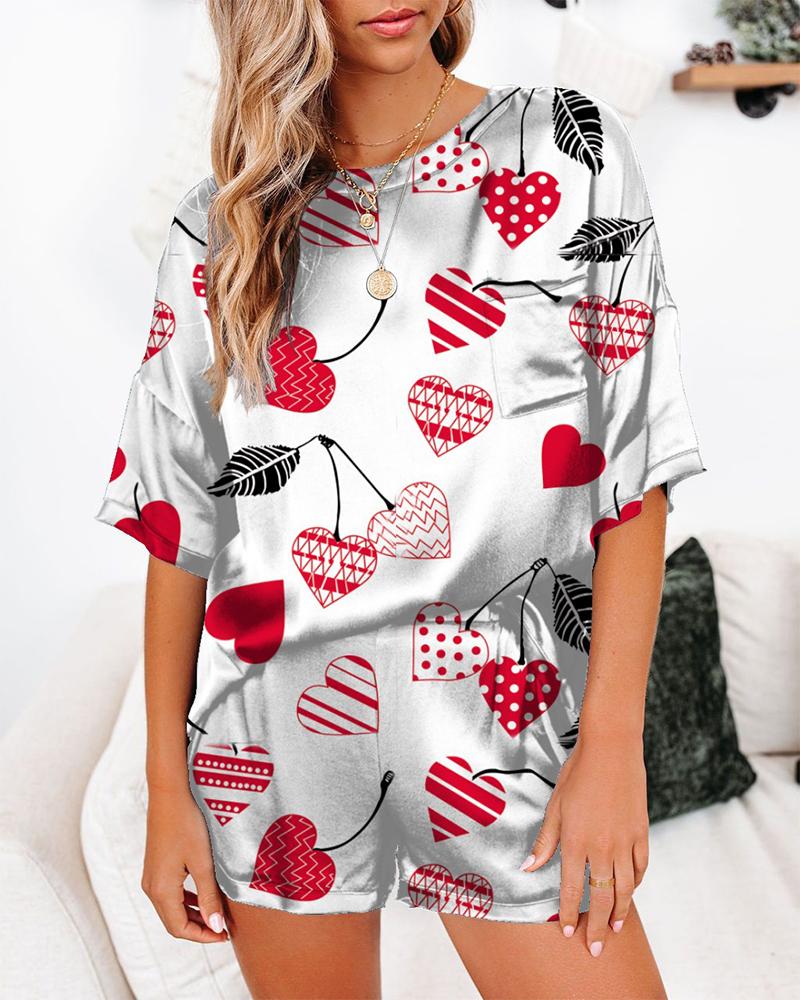 

Cartoon Patterns Print Short Sleeve Loose T-shirts With Shorts Suit Sets, Style1