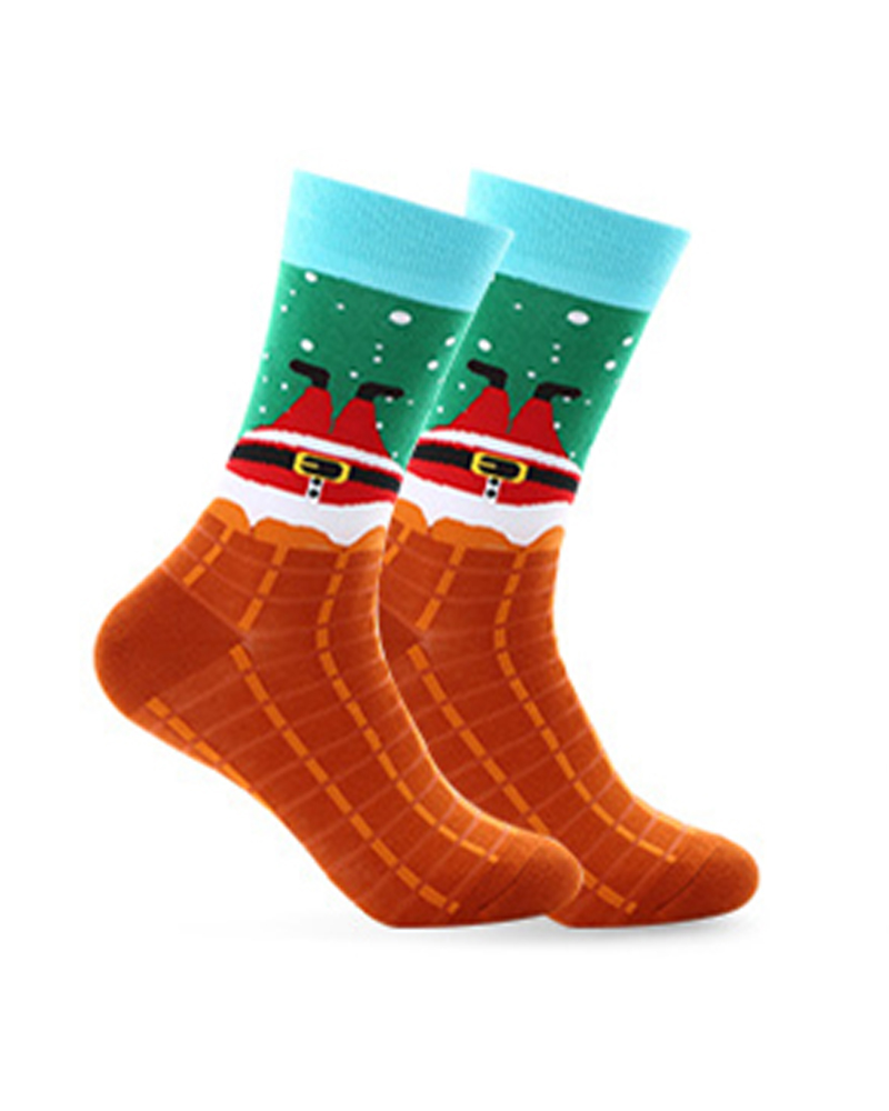 

1Pair Christmas Character Santa Graphic Print Cartoon Crew Socks, Style8