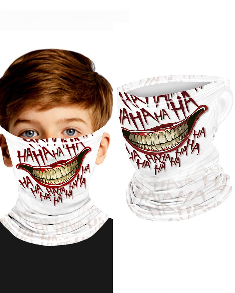 

Letter Mouth Print Breathable Ear Loop Face Bandana Headwrap For Children, White