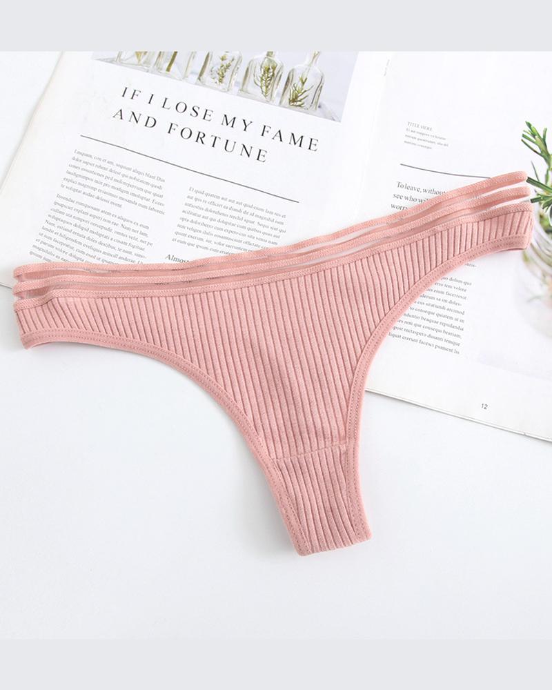 

Skinny Solid Color Low Waist Panties, Pink