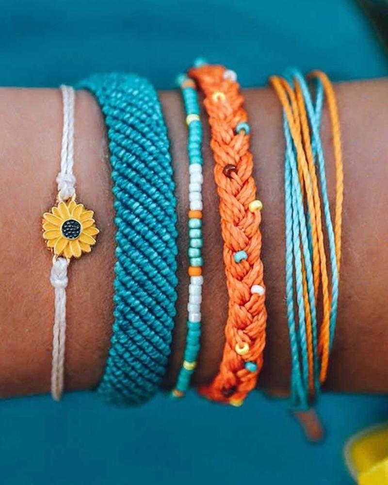 

1pcs Multi-layer Braided Daisy Bracelet, Multicolor