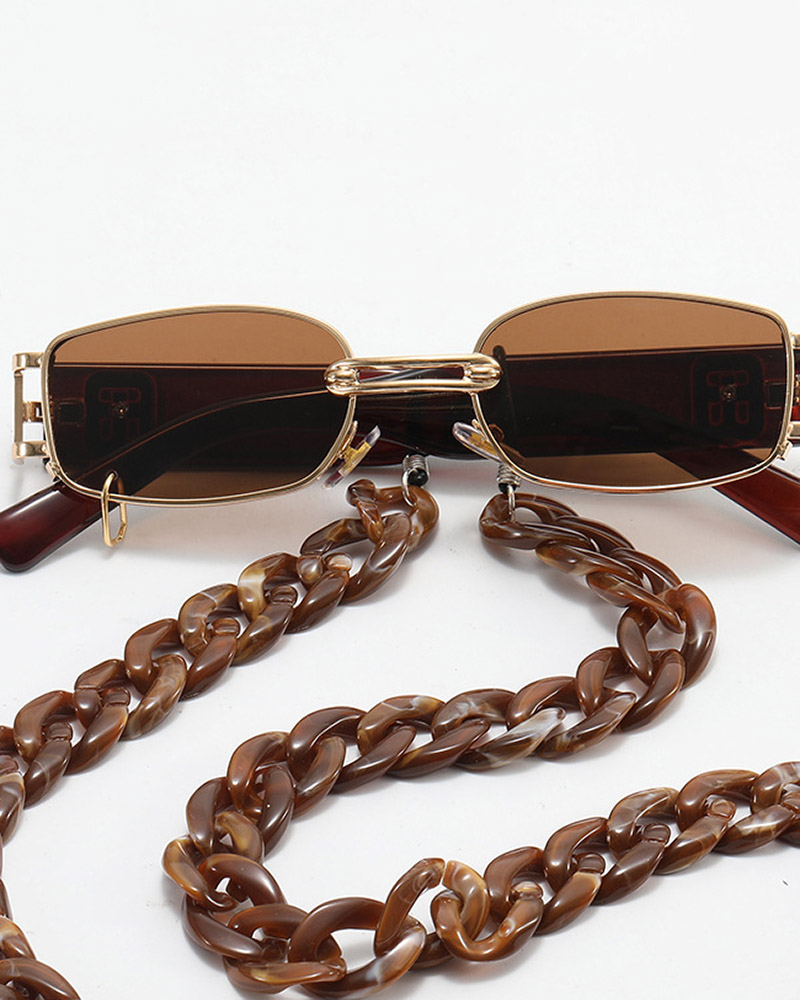 

Metal Frame Chain Decor Sunglasses, Brown