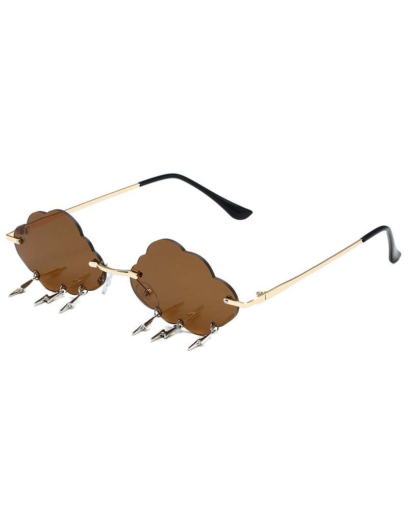 

1Pair Cloud Shaped Rimless Fashion Sunglasses, Brown