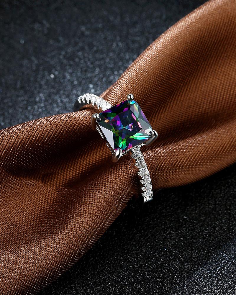 

1pc Minimalist Zircon Decor Ring, Multicolor