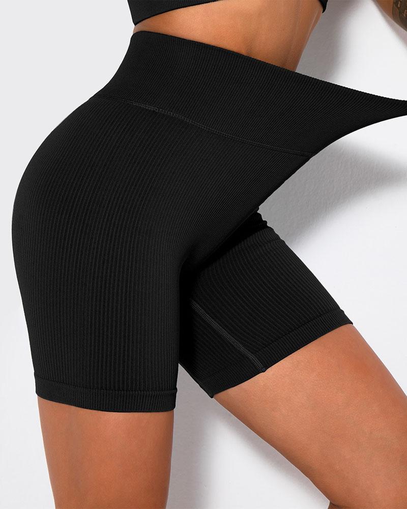 

High Waist Tummy Control Butt Lift Active Shorts, Black
