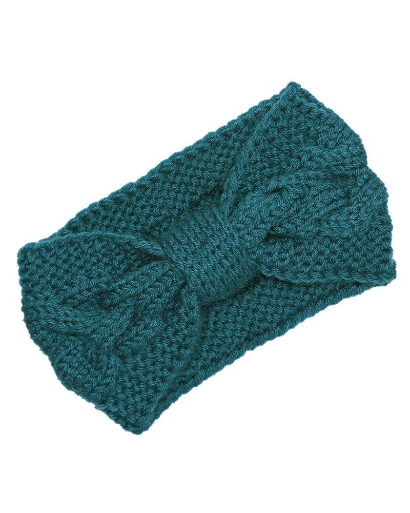 

1pc Bowknot Design Knit Wide Headband, Green