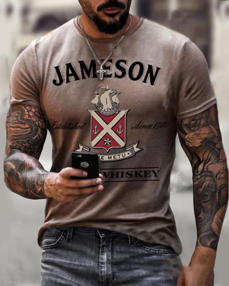 

Jameson Patterns Print Short Sleeve T-shirts, Khaki