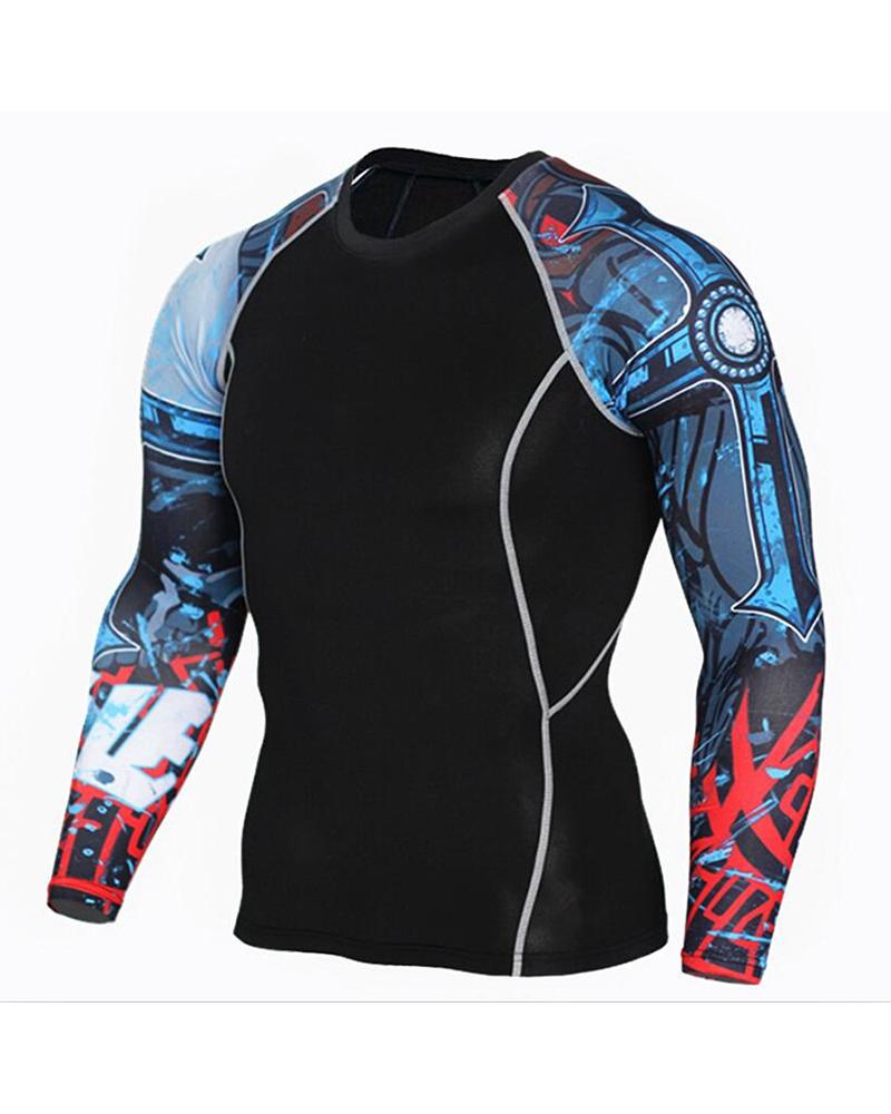

Cartoon Print Skinny Long Sleeve Sport Blouse, Style8