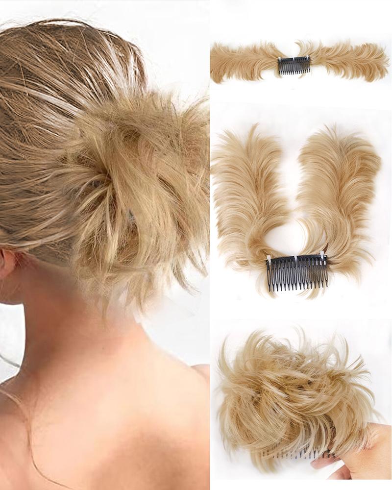 

Synthetic Messy Hair Bun Hairpiece Side Comb Clip Updo Ponytail Hair Extension, Style3