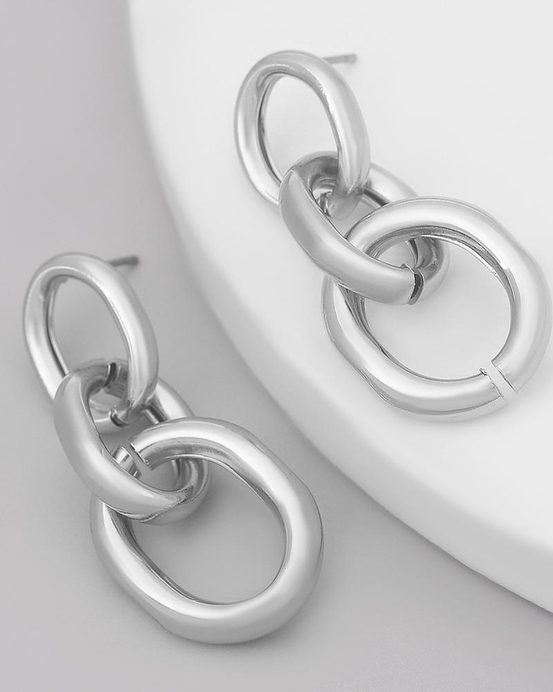 

1Pair Chain Drop Earrings, Silver
