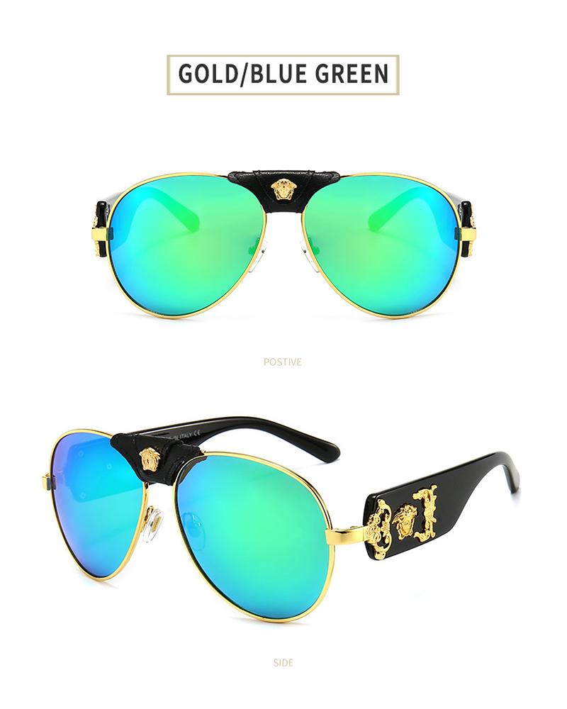 

1Pair Tinted Lens Metal Decor Aviator Sunglasses, Blue