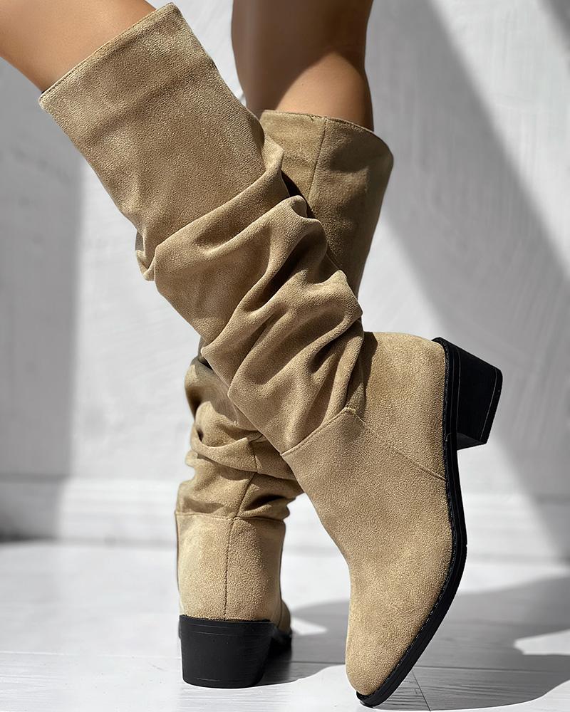 Almond Toe Platform Ruched Long Boots