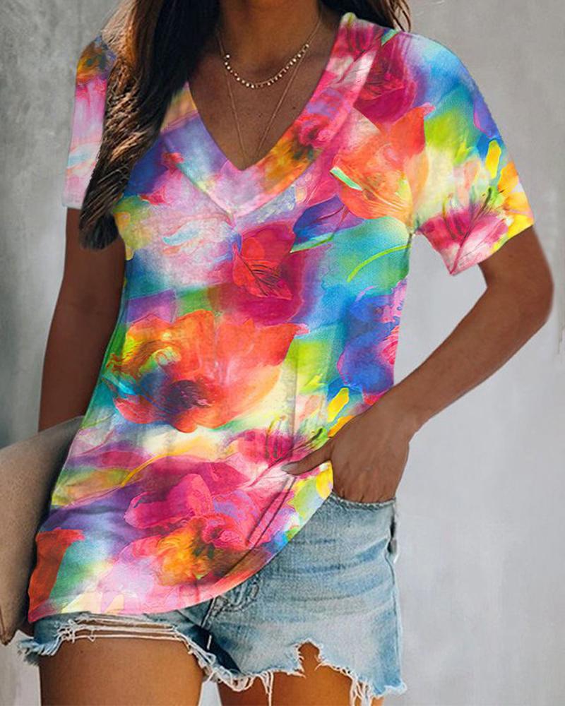 

Tie Dye Print Casual T-shirt, Multicolor