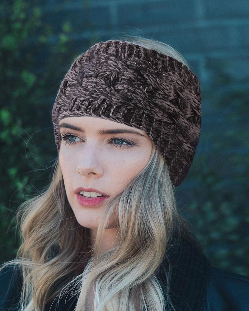 

Braided Knit Headband, Brown