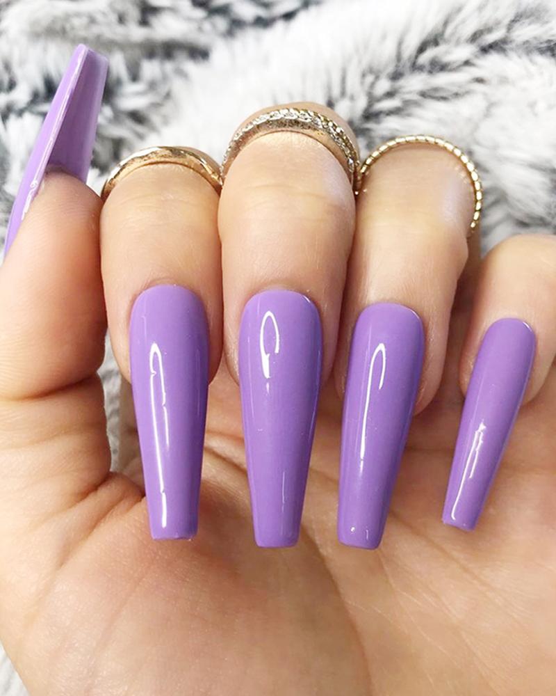 

Plain False Nail & 1PCS Nail Glue, Purple