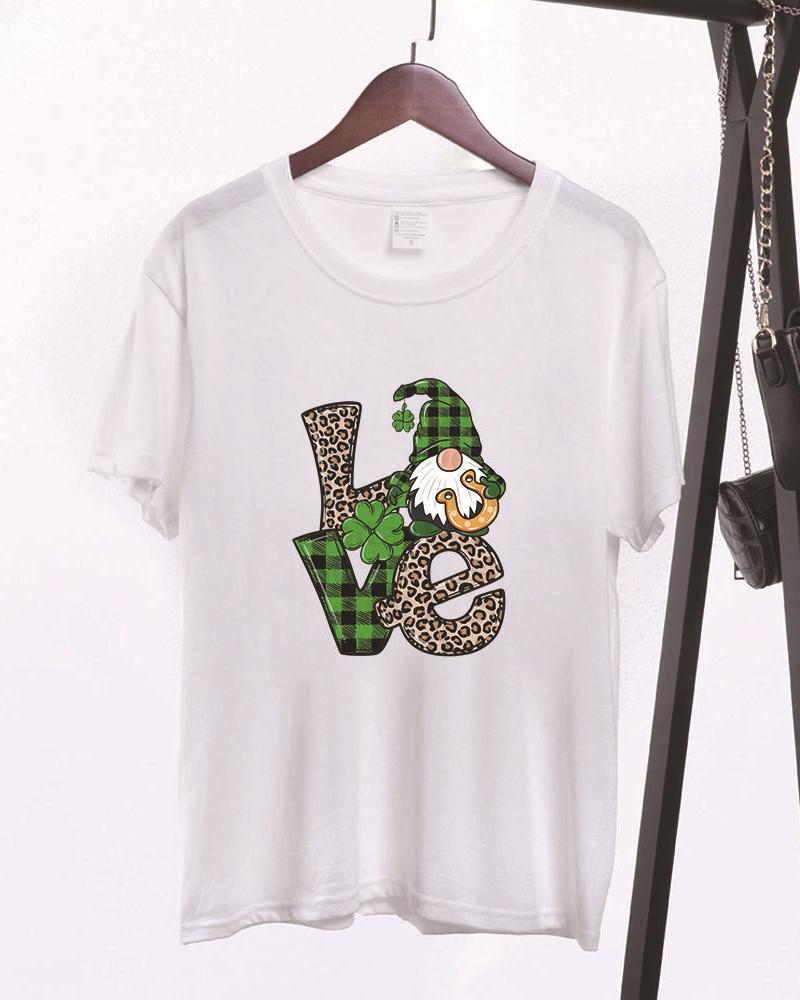

Letter Graphic Print Short Sleeve Casual T-shirt, White