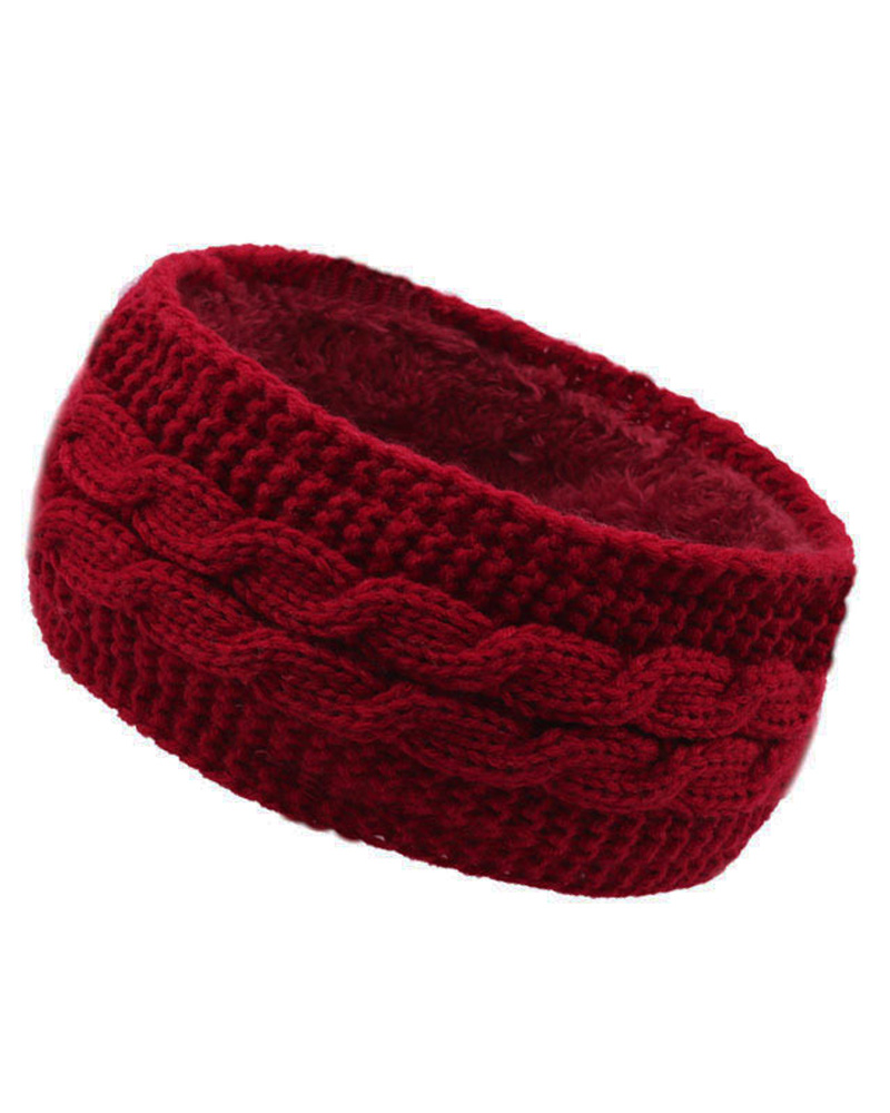 

Winter Ear Warmer Fleece Lined Cable Knit Headband Crochet Head Wrap Ear Band Covers Christmas Gift, Red