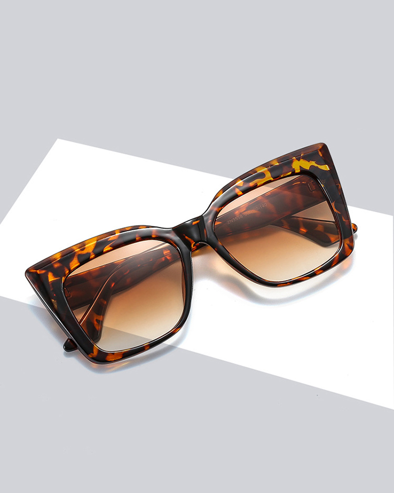 

1Pair Ombre Lens Cat Eye Frame Fashion Sunglasses, Leopard