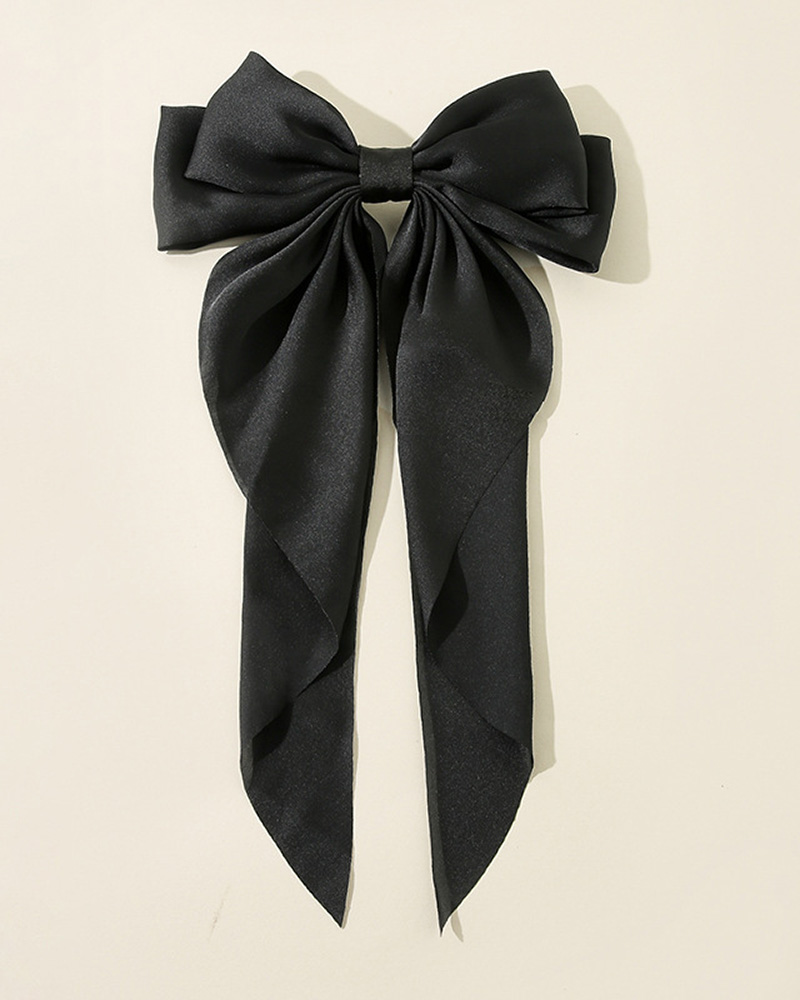 

1pcs Solid Oversized Bowknot Hairgrips Bohemian Satin Hair Clip, Black
