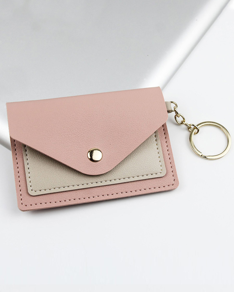 

Colorblock Minimalist Credit Card Wallet, Pink