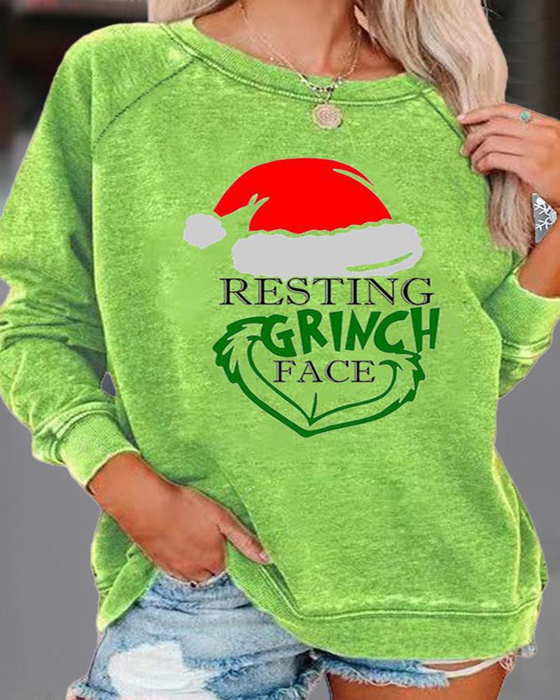 

Plus Size Grinch Stole Christmas Print Casual Top, Green