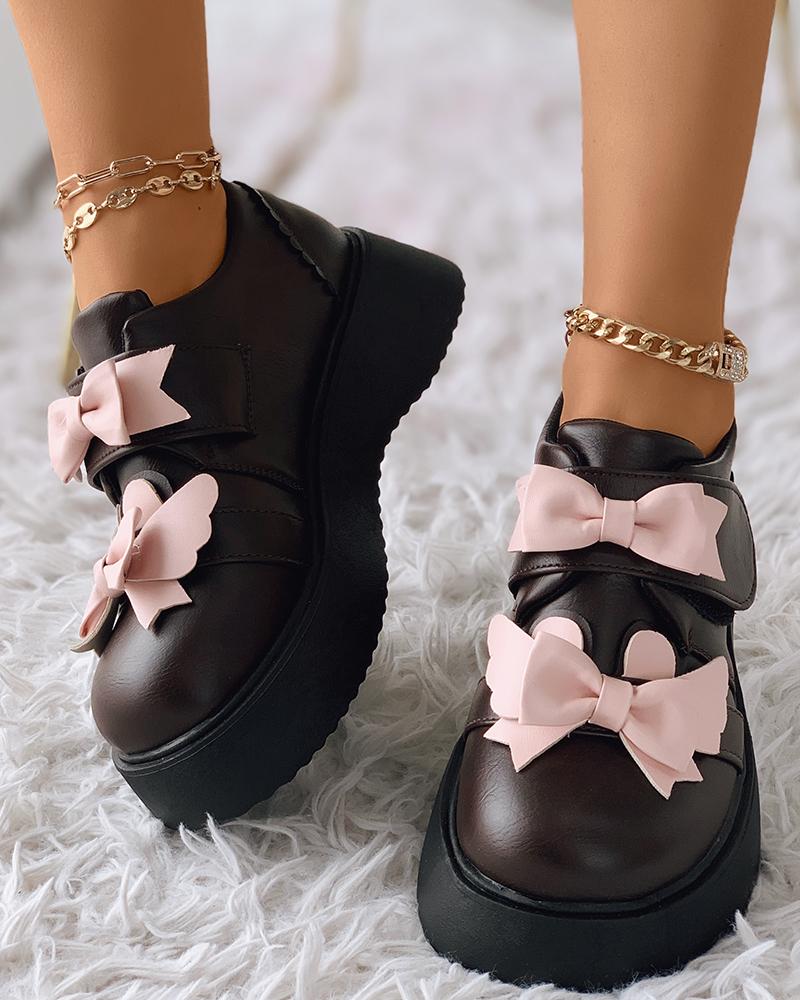 

Bowknot Decor Slip On Shoes, Brown