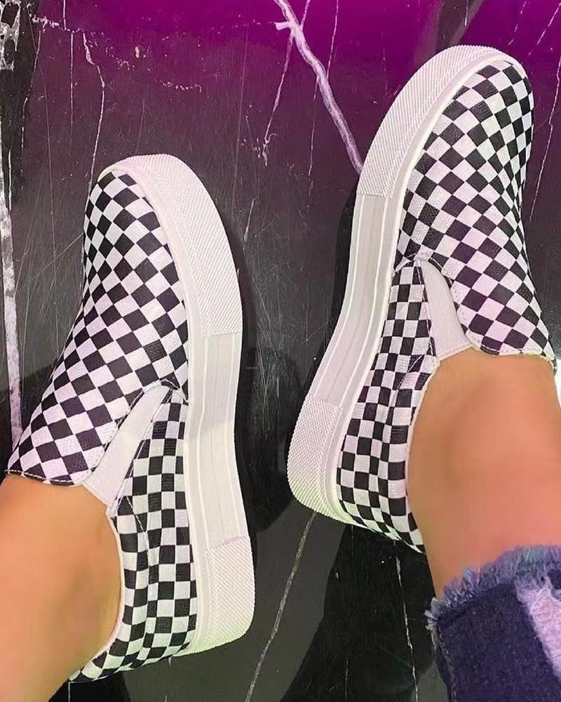 

Plaid Print Slip On Canvas Sneakers, Blackwhite