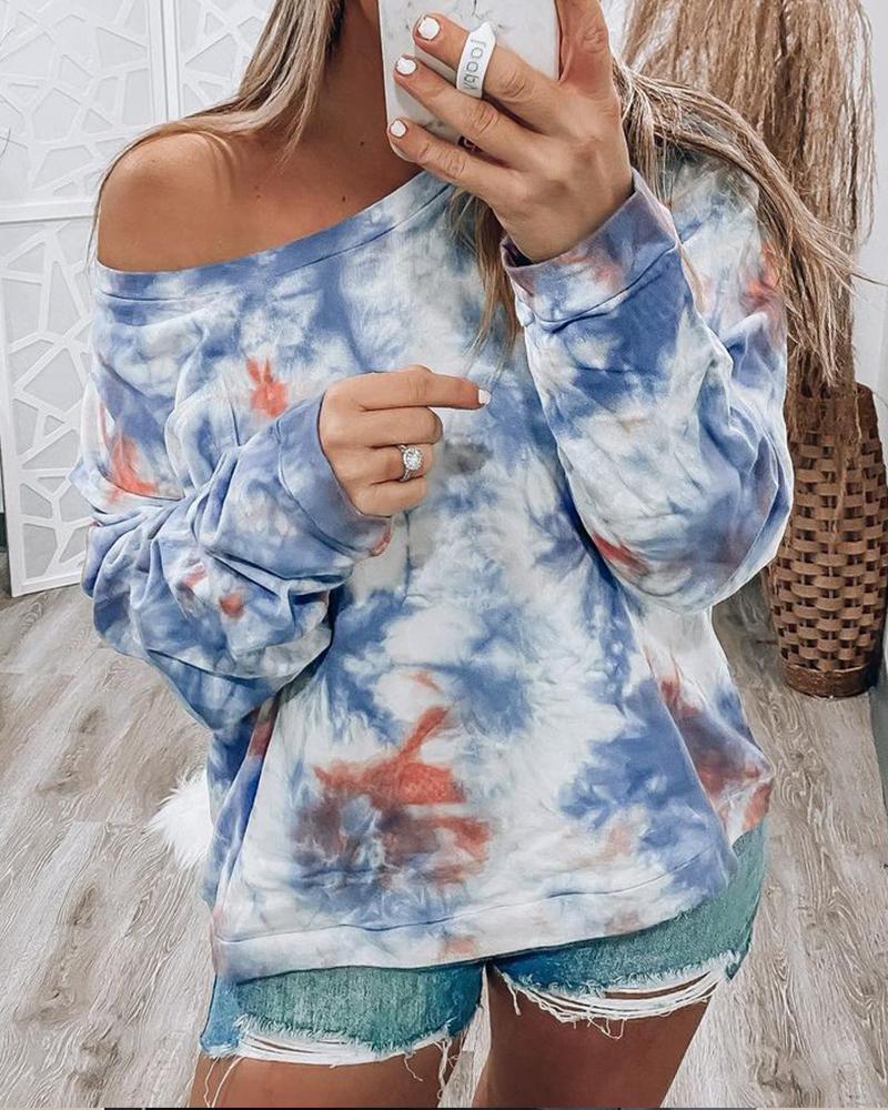 

Tie Dye Print Long Sleeve Top, Multicolor