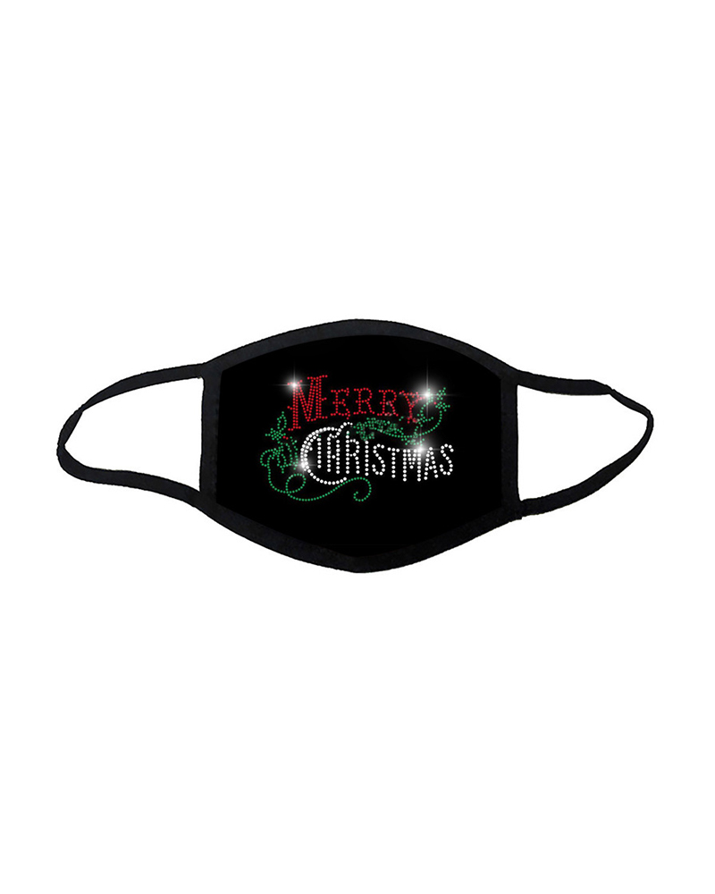 

Christmas Letter Pattern Studded Breathable Face Mask, Style7