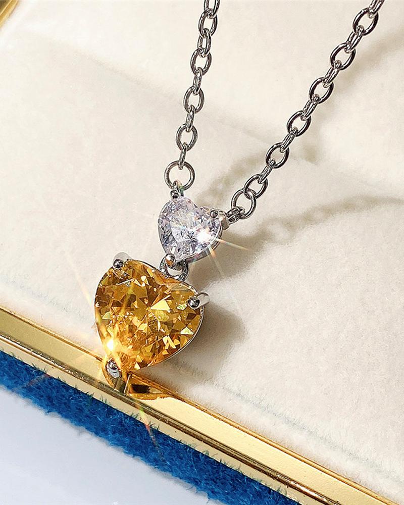 

Gemstone Rhinestone Decor Chain Necklace, Yellow