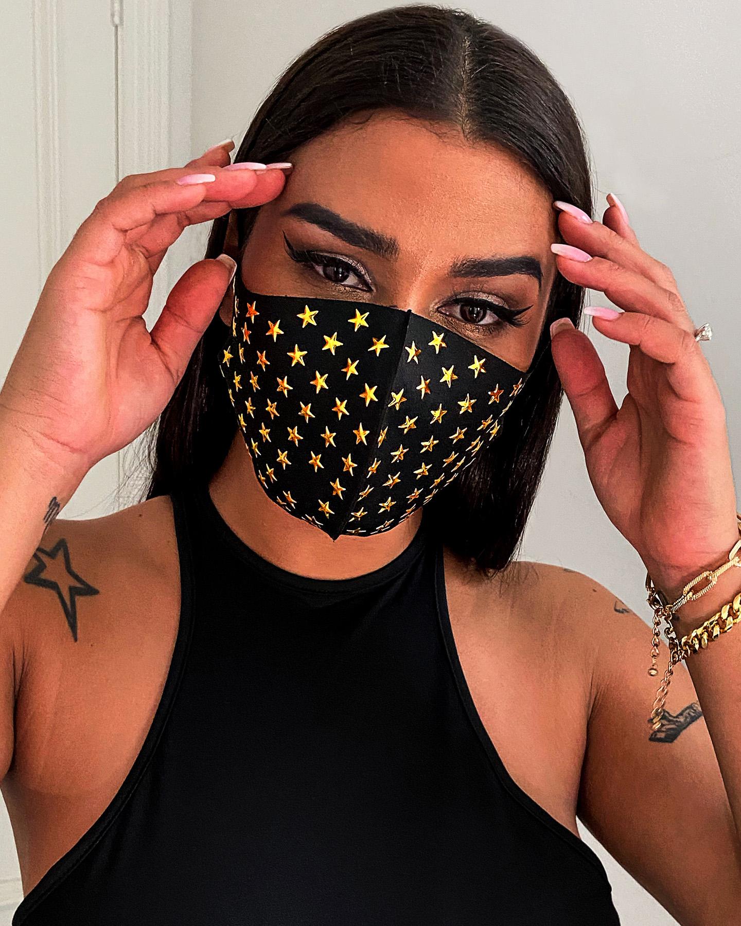 

Stars Pattern Breathable Ear Loop Mouth Mask Reusable, Black