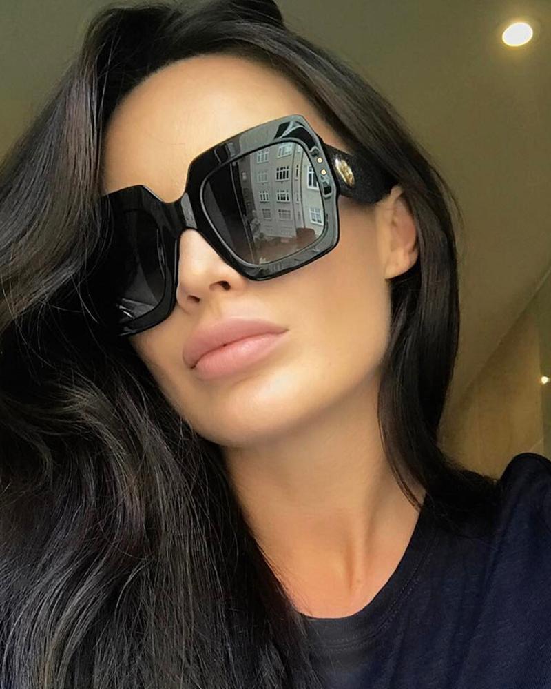 

1Pair Big Square Frame Tinted Lens Sunglasses, Black