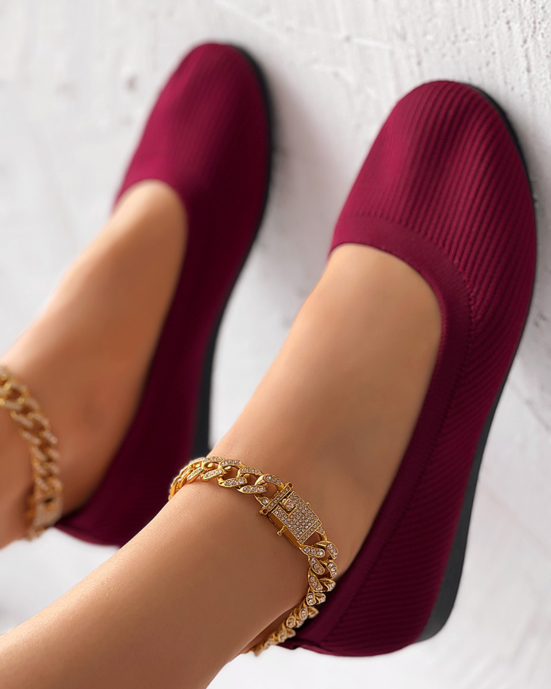 

Comfortable Knit Casual Loafers, Wine red