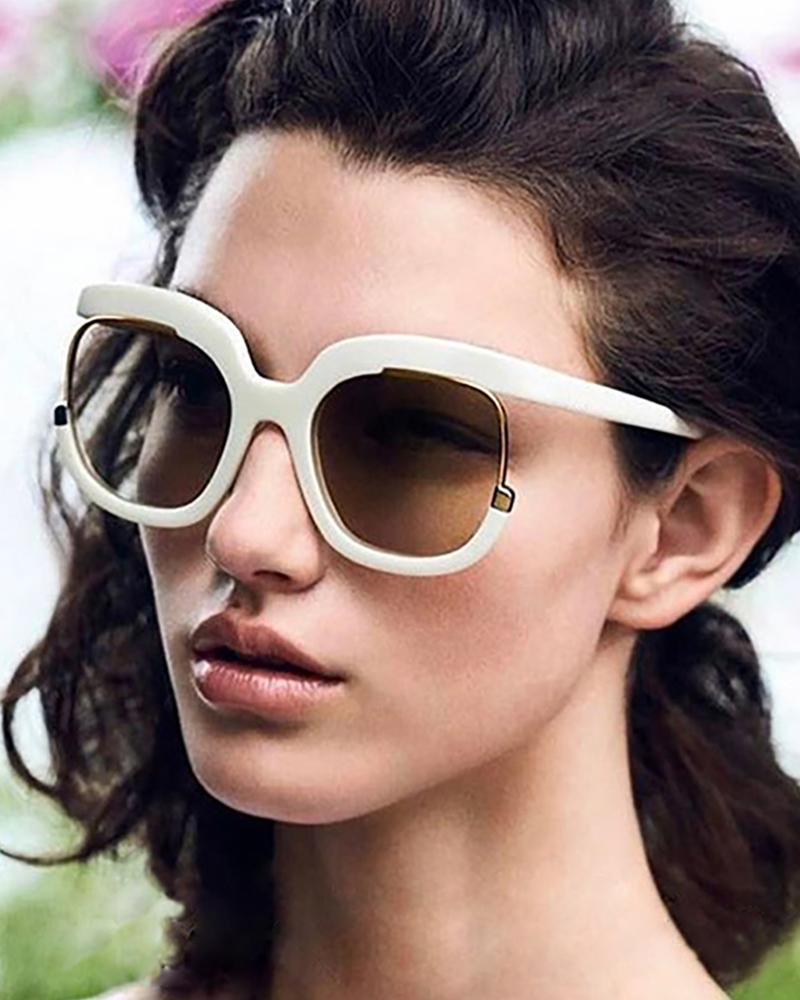

1Pair Square Oversized Frame Tinted Lens Sunglasses, White