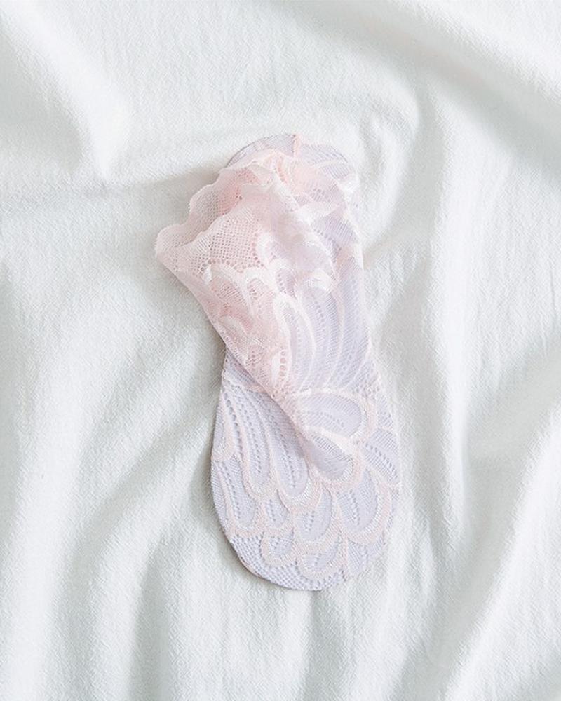 

Crochet Lace Hollow-out Non Slip Socks, Pink