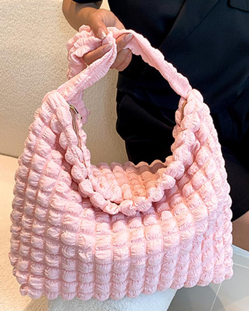 

Large Capacity Bubble Textured Tote Bag, Pink