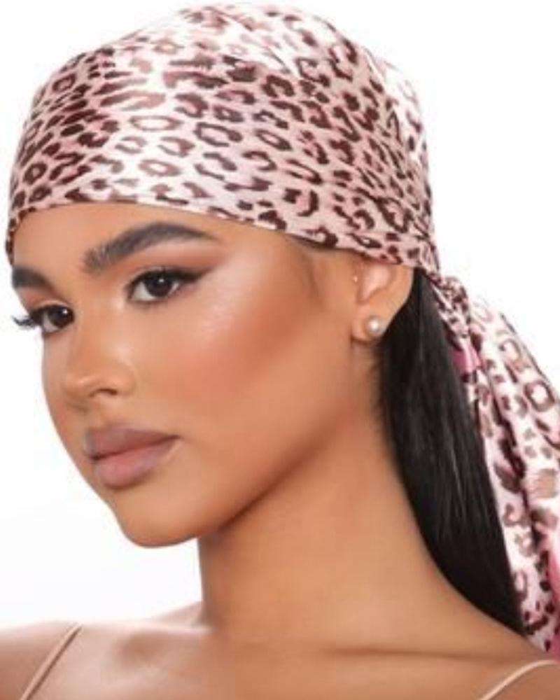 

Cheetah Print Square Bandana Headband, Pink