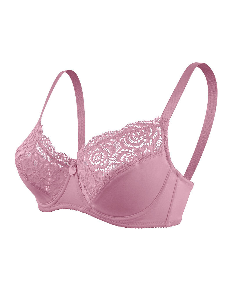 

Contrast Lace Push Up Bralette, Pink