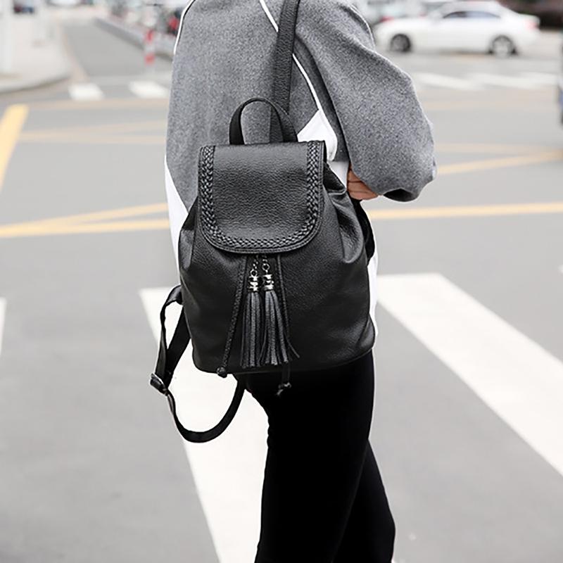 

Fashion Tassel Design Strappy Backpack, Black