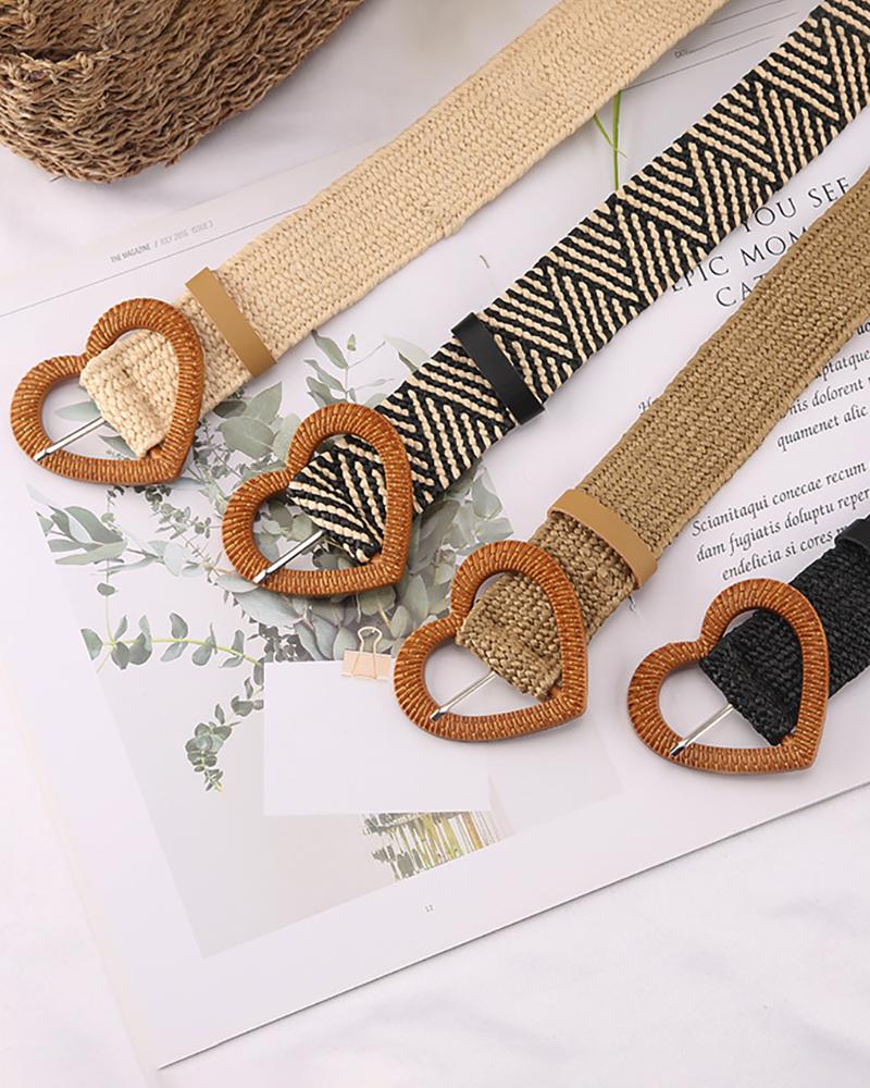 

Retro Straw Woven Elastic Stretch Clan Waist Belt, Style1