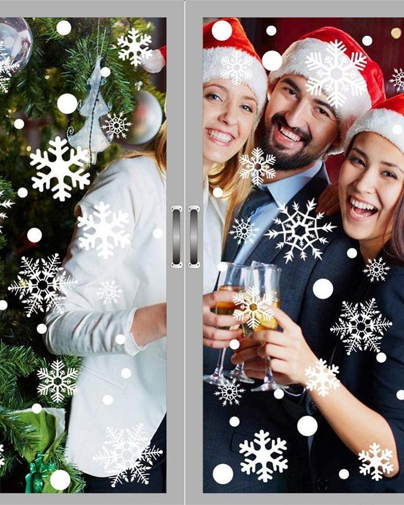 

Christmas Snowflakes Window Stickers Reusable Ornaments Holiday Party Supplies, White